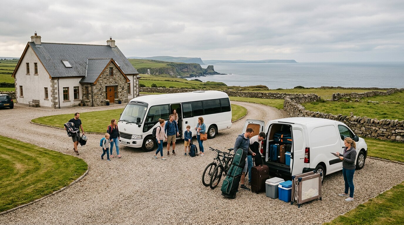 Northern Ireland Self-Catering for a Group: Passengers, Luggage and Separate Vehicles
